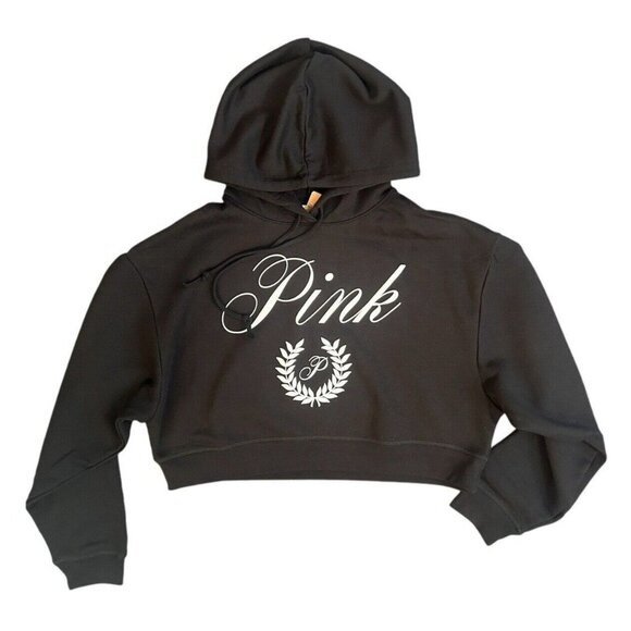 Victoria's Secret Pink Active Everyday Fleece Cropped Hoodie Embossed Logo M - Picture 1 of 6